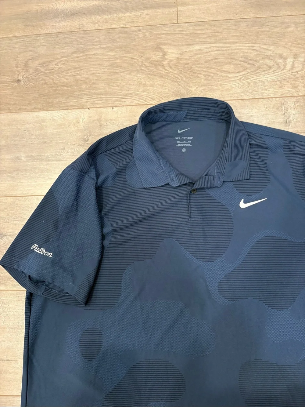 Nike x Malbon Golf Dri Fit ADV Tour Polo Shirt XXL Blue Camo